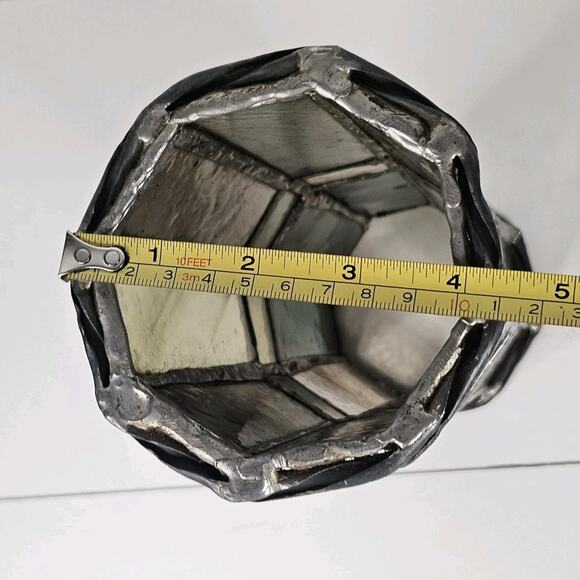 Vintage Hand Crafted Beautiful Stained Glass Pillar Candle Holder 12.5" - Picture 7 of 8